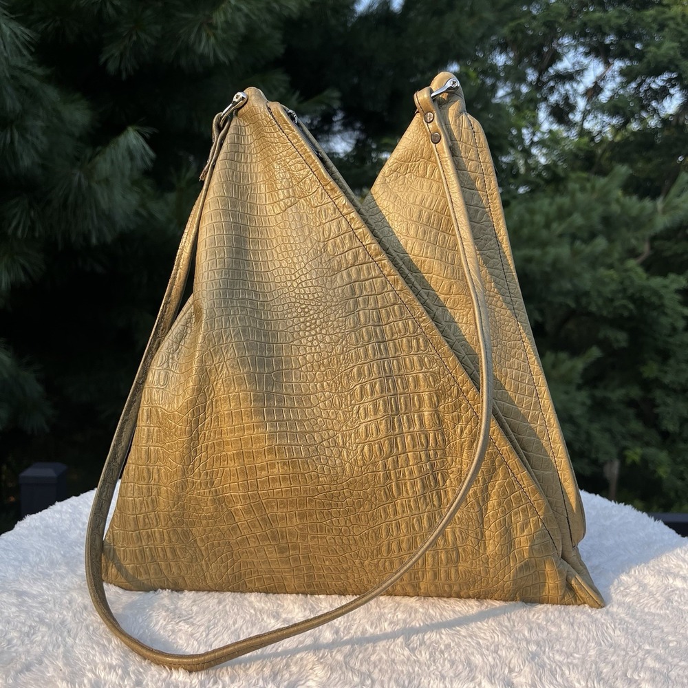 Thomas Leathers Artisan Shoulder Bag Minimalist Architectural Design Purse Green